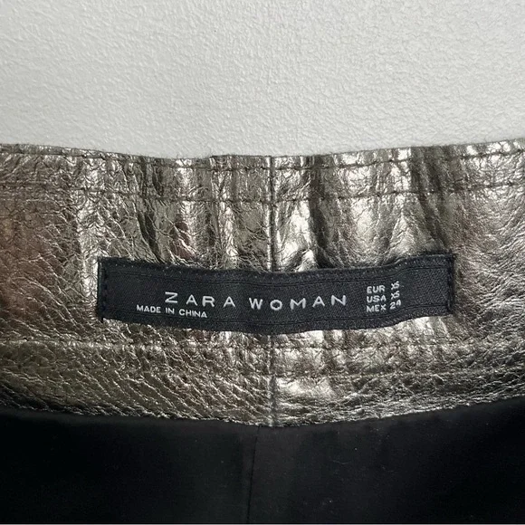 Zara Silver Button-Front Leather Pencil Skirt - Picture 6 of 8